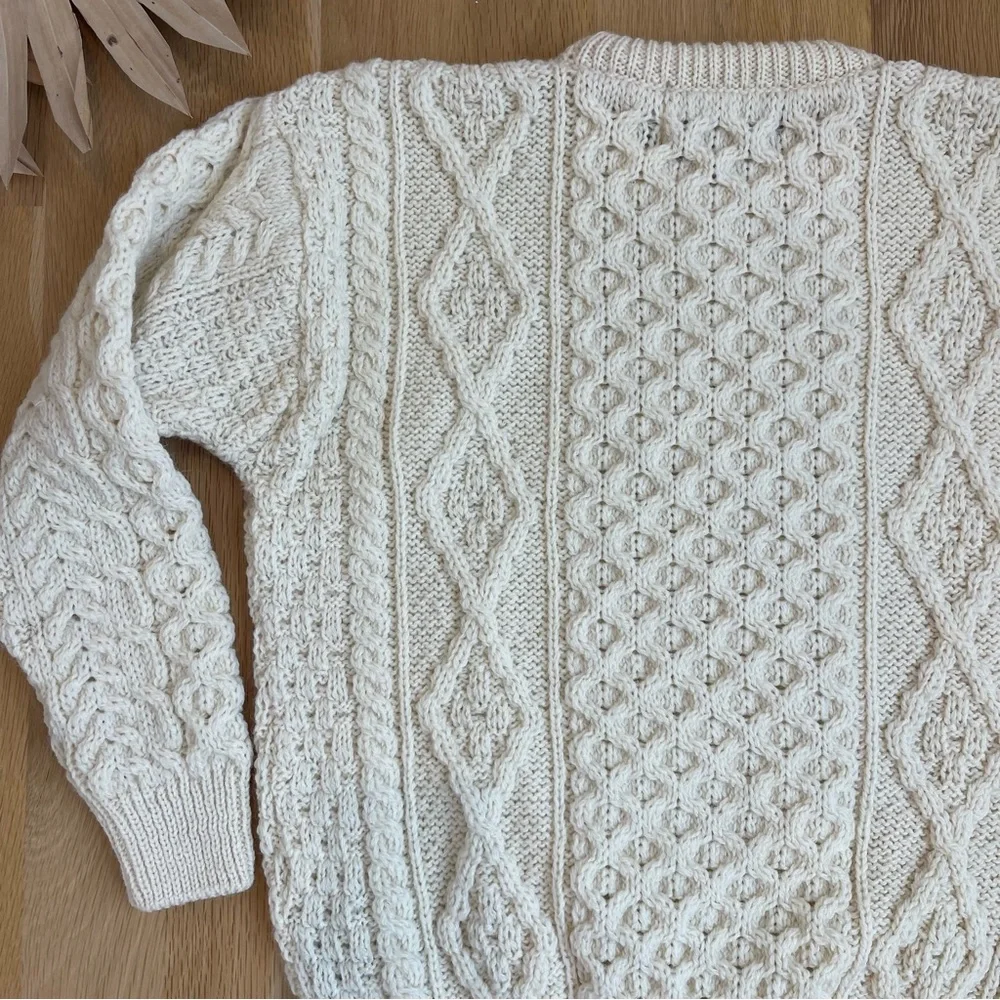 Aran Sweater Market 100% Pure New Wool Fisherman Cable Knit Chris Evans Sweater